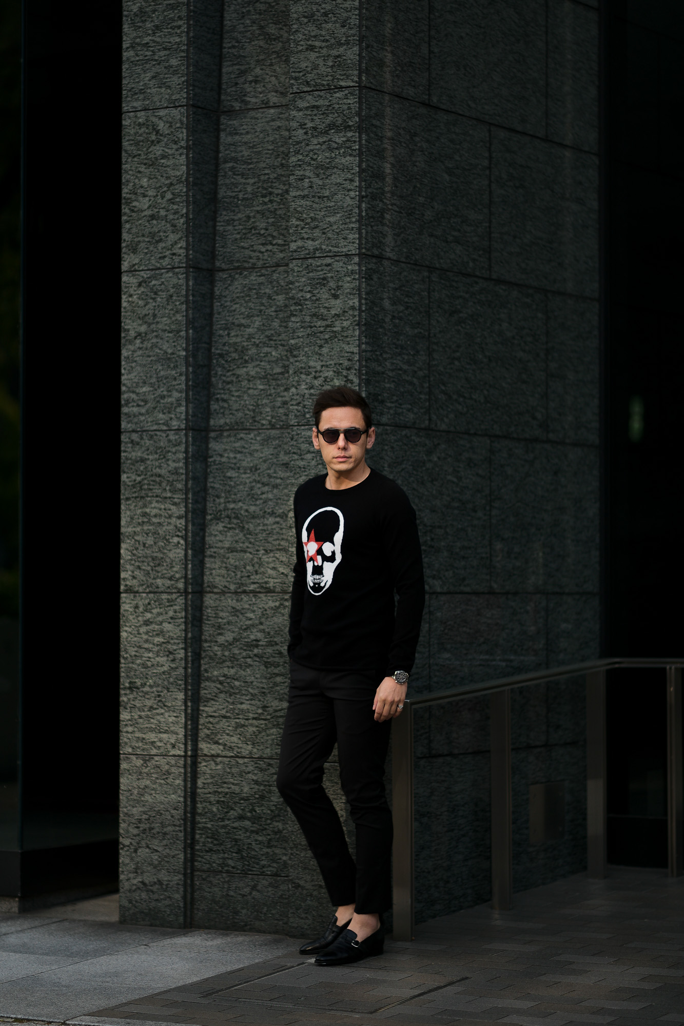 lucien pellat-finet(ルシアン ペラフィネ) KISS Skull Cashmere Sweater (キッス スカル カシミア セーター) インターシャ カシミア スカル セーター BLACK × NIVEOUS (ブラック × ホワイト) made in scotland (スコットランド製) 2020 春夏新作 愛知 名古屋 altoediritto アルトエデリット