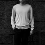 MANRICO CASHMERE (マンリコ カシミア) Silk Cashmere Wool Crew Neck Sweater (シルクカシミアウール クルーネック セーター) ハイゲージ シルクカシミアウール ニット セーター BLACK (ブラック) made in italy (イタリア製) 2020 秋冬 【ご予約受付中】のイメージ