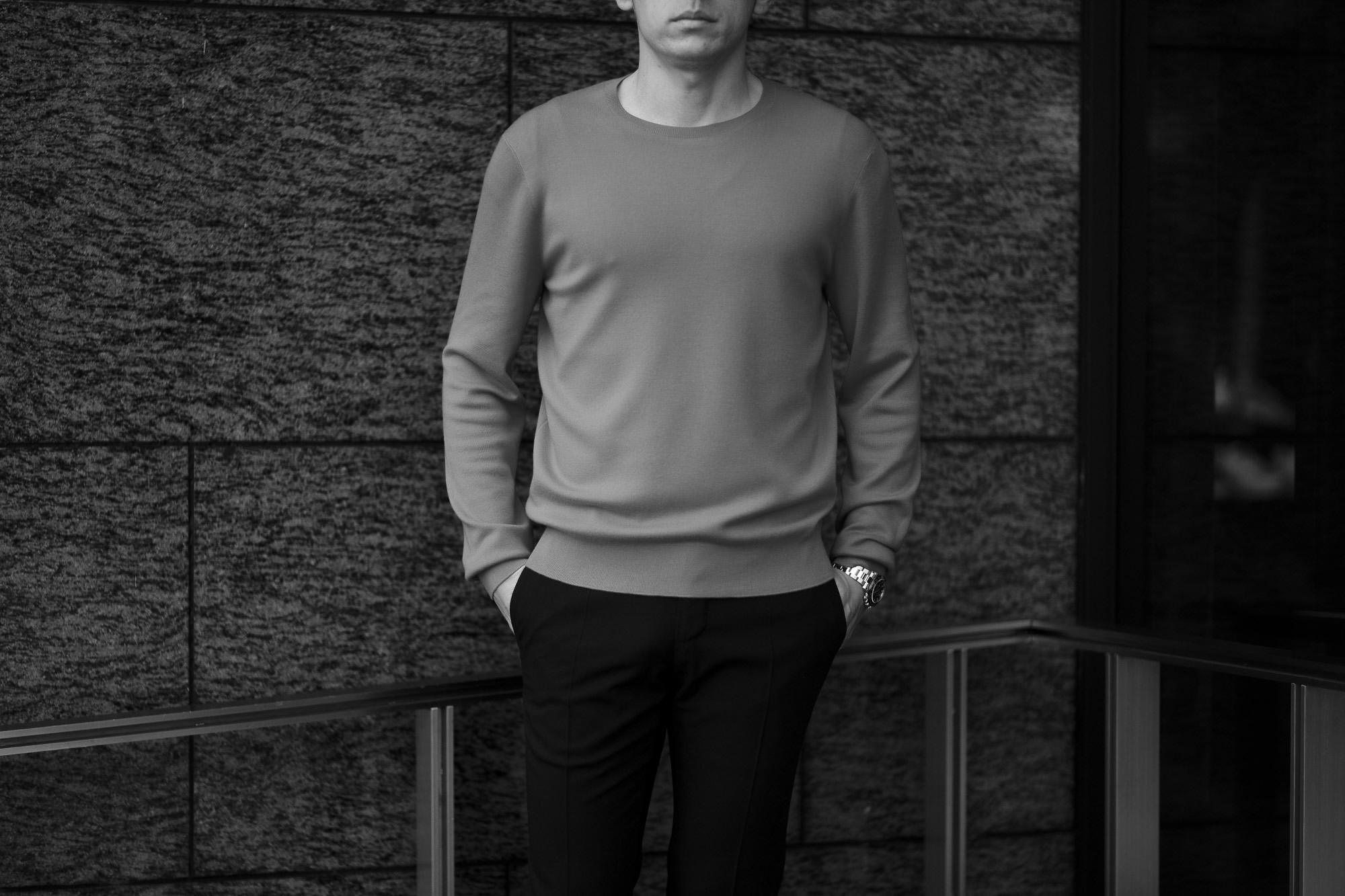 MANRICO CASHMERE (マンリコ カシミア) Super Cashmere Crew Neck Sweater (スーパーカシミア クルーネック セーター) ハイゲージ アラシャンカシミヤニット セーター BLACK (ブラック) made in italy (イタリア製) 2020 秋冬 【ご予約受付中】愛知 名古屋 altoediritto アルトエデリット manricocashmere マンリコカシミア