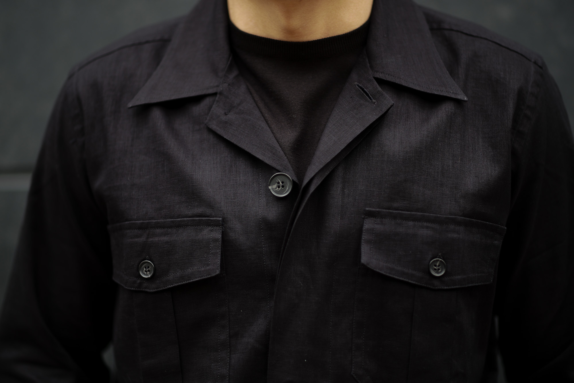 ORIAN (オリアン) LARMY リネンコットン サファリ ジャケット BLACK (ブラック・90) Made in italy (イタリア製)  2020 春夏新作 – 正規通販・名古屋のメンズセレクトショップ Alto e Diritto