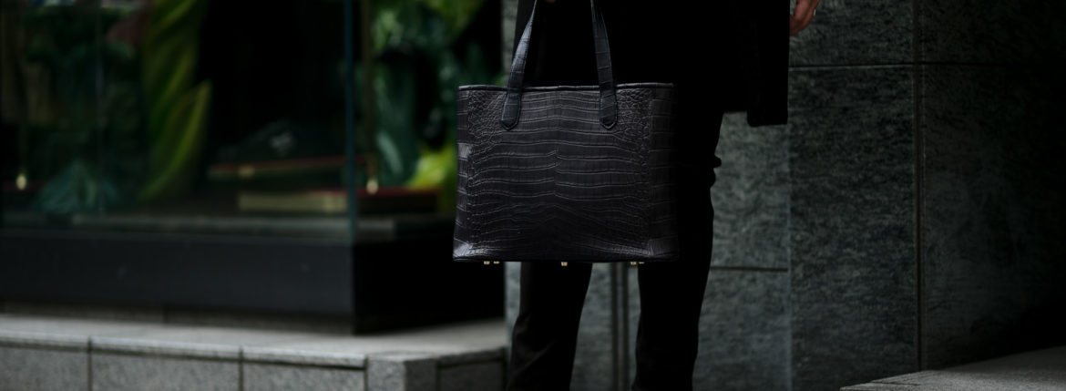 Cisei × 山本製鞄 (シセイ × 山本製鞄) Crocodile Tote Bag Medium (クロコダイル トートバッグ ミディアム) Nile Crocodile Leather (ワニ革) ナイル クロコダイル トート バッグ BLACK(ブラック),NAVY(ネイビー),BROWN(ブラウン) Made in Japan (日本製) cisei yamamotoseiho トートバック クロコ 愛知 名古屋 Alto e Diritto アルト エ デリット