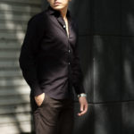 Finamore (フィナモレ) SEUL ITALIAN COLOR STRETCH COTTON SHIRTS ストレッチコットン ワンピースカラー シャツ BLACK (ブラック) made in italy (イタリア製)のイメージ