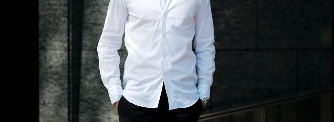 Finamore (フィナモレ) SEUL ITALIAN COLOR STRETCH COTTON SHIRTS ストレッチコットン ワンピースカラー シャツ WHITE (ホワイト・01) made in italy (イタリア製) 2020 春夏新作 愛知 名古屋 altoediritto アルトエデリット