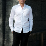 Finamore (フィナモレ) SEUL ITALIAN COLOR STRETCH COTTON SHIRTS ストレッチコットン ワンピースカラー シャツ WHITE (ホワイト・01) made in italy (イタリア製) 2020 秋冬 【ご予約受付中】のイメージ