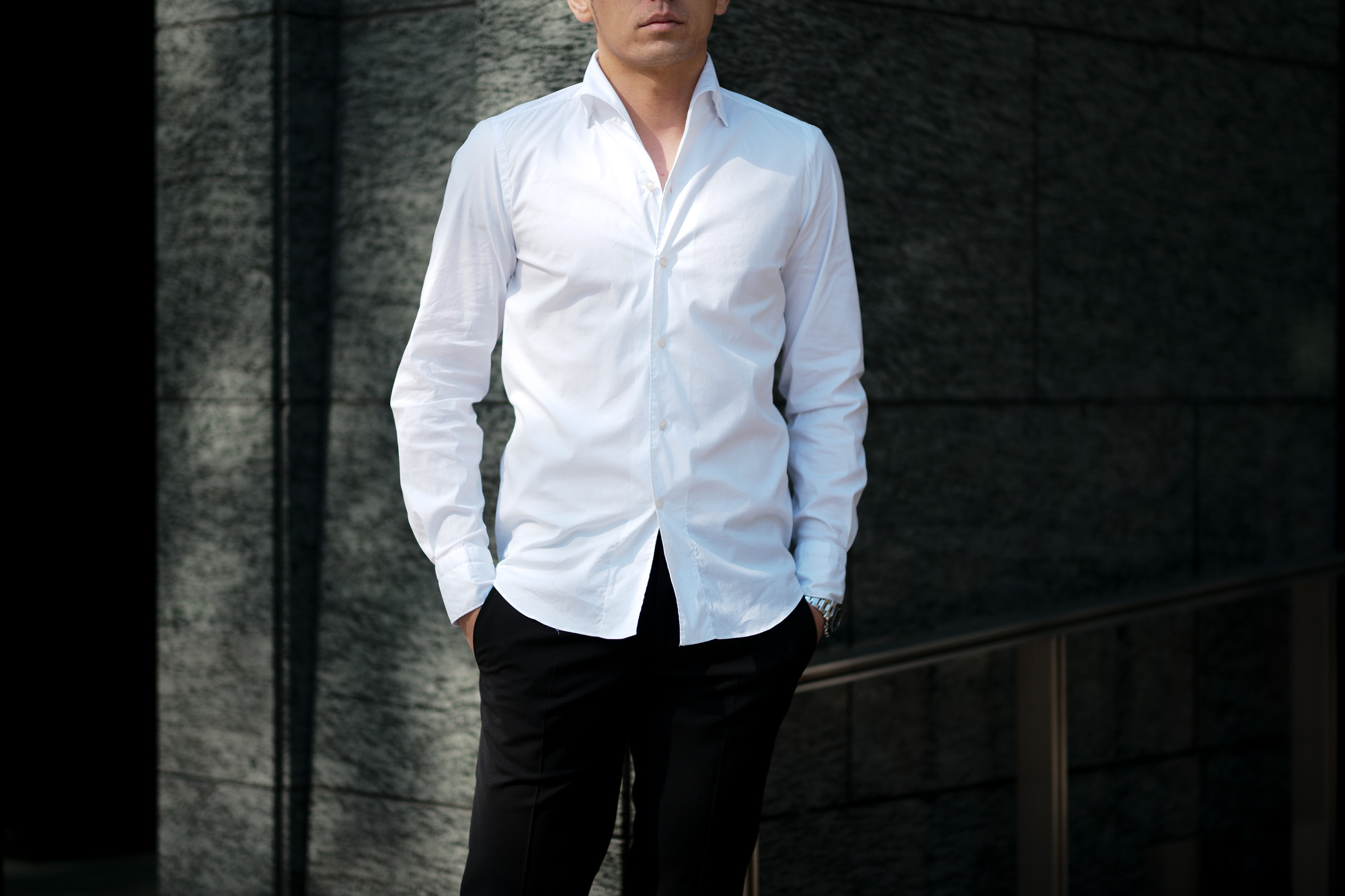 Finamore (フィナモレ) SEUL ITALIAN COLOR STRETCH COTTON SHIRTS ストレッチコットン ワンピースカラー シャツ WHITE (ホワイト・01) made in italy (イタリア製) 2020 春夏新作 愛知 名古屋 altoediritto アルトエデリット