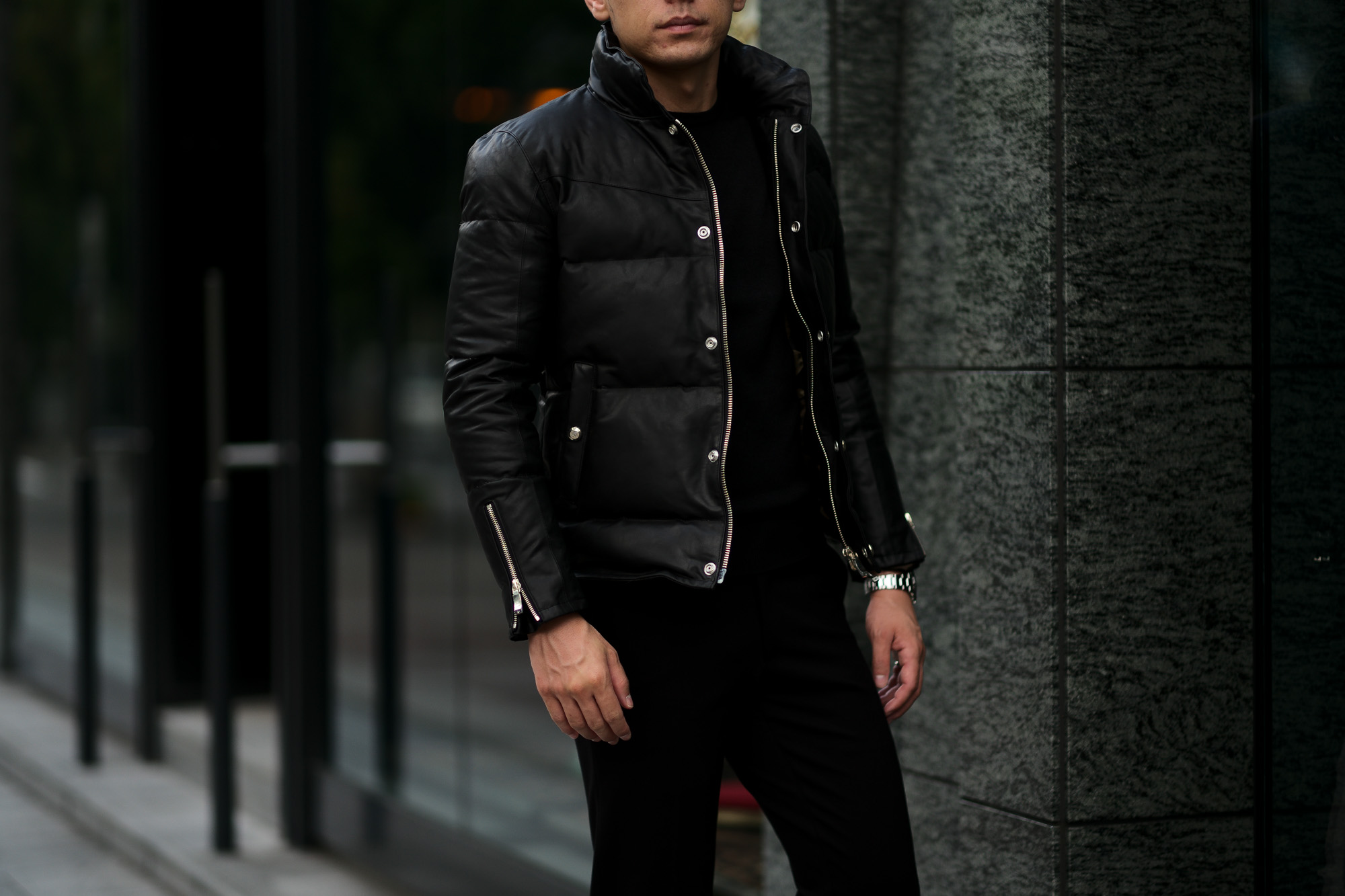 ISAMU KATAYAMA BACKLASH The Line (イサムカタヤマ バックラッシュ ザ・ライン) GUIDI CALF DOWN JACKET (グイディ カーフ ダウンジャケット) 925 STERLING SILVER (925 スターリングシルバー) レザー ダウン ジャケット BLACK (ブラック) MADE IN JAPAN (日本製) 2020 秋冬 愛知 名古屋 altoediritto アルトエデリット ダウンレザー レザーダウン