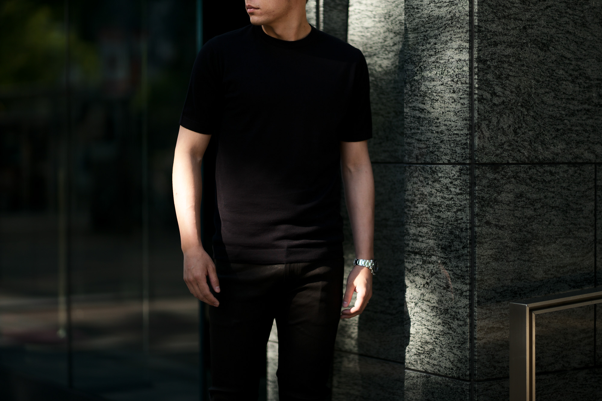 JOHN SMEDLEY(ジョンスメドレー) LORCA (ロルカ) SEA ISLAND COTTON (シーアイランドコットン) コットンニット Tシャツ BLACK (ブラック) Made in England (イギリス製) 2020 春夏新作 愛知 名古屋 altoediritto アルトエデリット