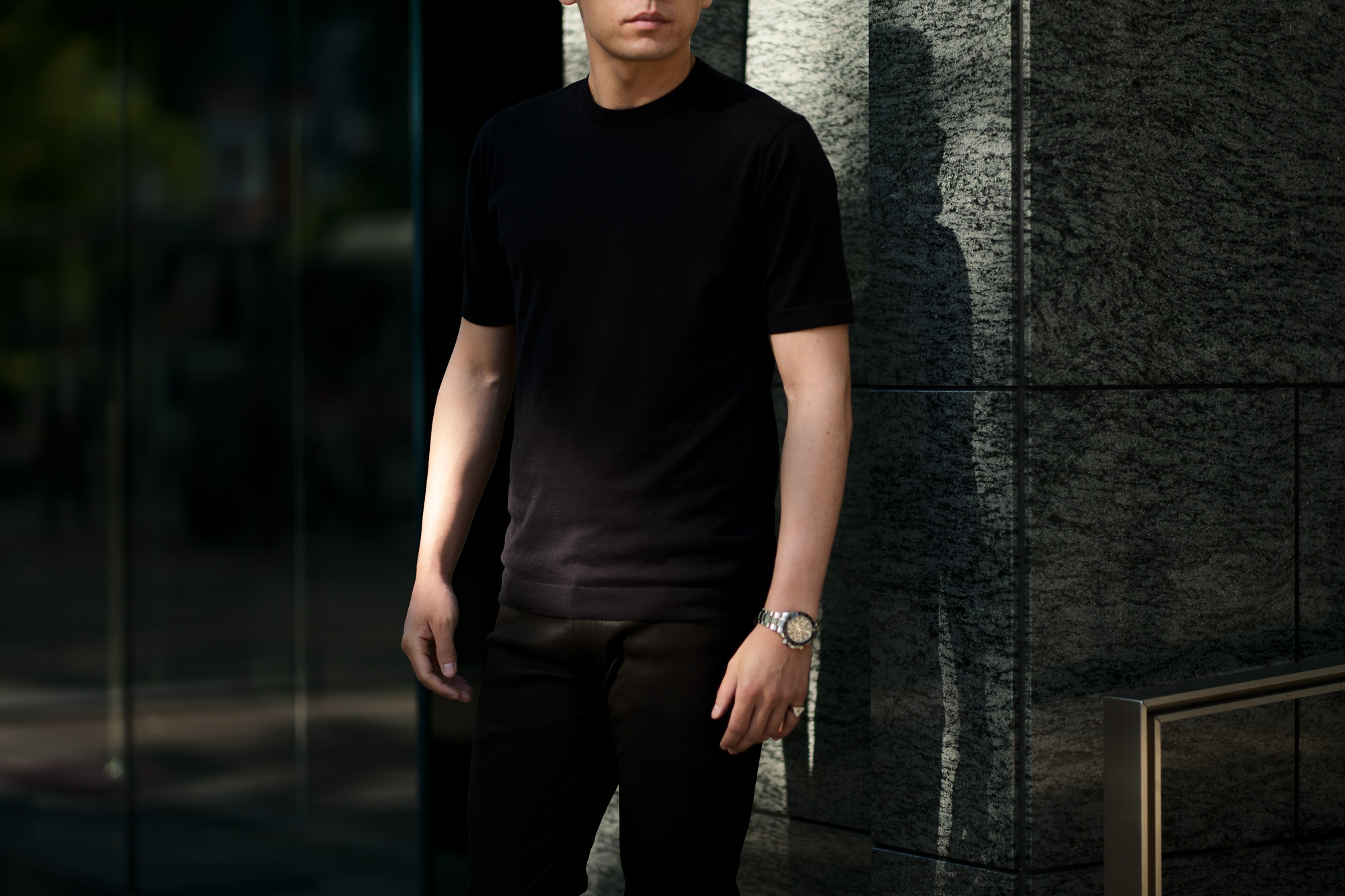 JOHN SMEDLEY(ジョンスメドレー) LORCA (ロルカ) SEA ISLAND COTTON (シーアイランドコットン) コットンニット Tシャツ BLACK (ブラック) Made in England (イギリス製) 2020 春夏新作 愛知 名古屋 altoediritto アルトエデリット