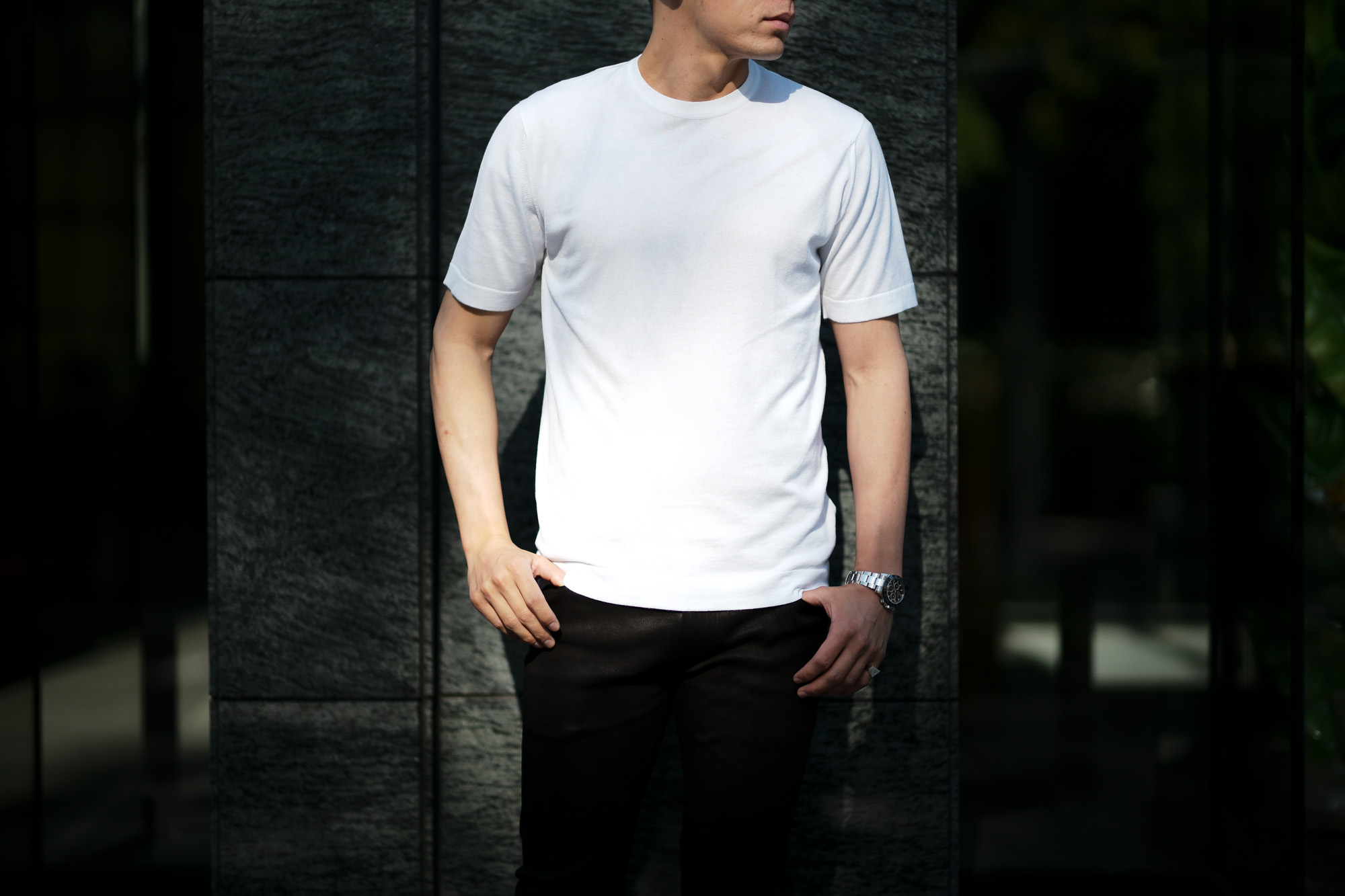 JOHN SMEDLEY(ジョンスメドレー) LORCA (ロルカ) SEA ISLAND COTTON (シーアイランドコットン) コットンニット Tシャツ WHITE (ホワイト) Made in England (イギリス製) 2020 春夏新作 愛知 名古屋 altoediritto アルトエデリット