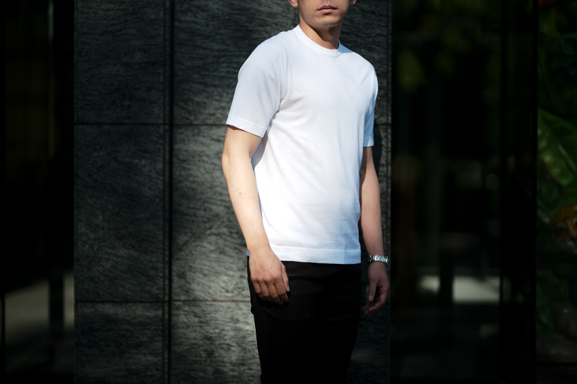 JOHN SMEDLEY(ジョンスメドレー) LORCA (ロルカ) SEA ISLAND COTTON (シーアイランドコットン) コットンニット Tシャツ WHITE (ホワイト) Made in England (イギリス製) 2020 春夏新作 愛知 名古屋 altoediritto アルトエデリット