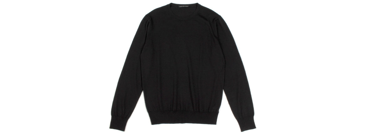 MANRICO CASHMERE (マンリコ カシミア) Silk Cashmere Wool Crew Neck Sweater (シルクカシミアウール クルーネック セーター) ハイゲージ シルクカシミアウール ニット セーター BLACK (ブラック) made in italy (イタリア製) 2020 秋冬 【ご予約受付中】愛知 名古屋 altoediritto アルトエデリット manricocashmere マンリコカシミア