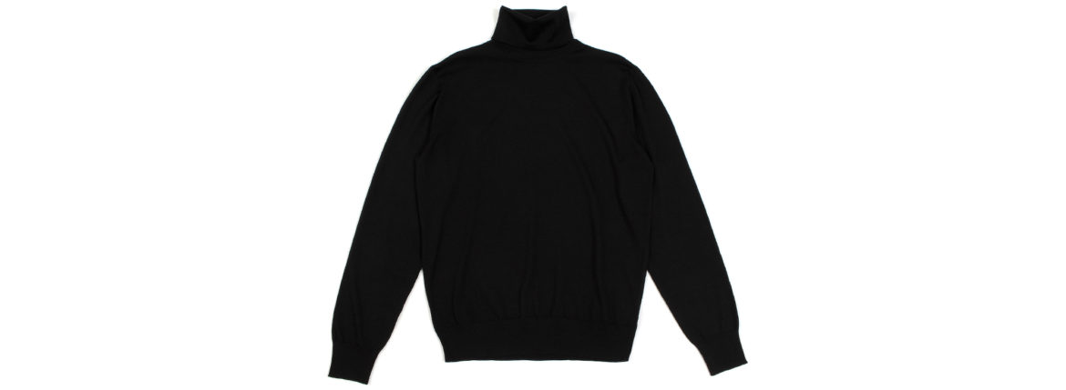 MANRICO CASHMERE (マンリコ カシミア) Silk Cashmere Wool Turtle Neck Sweater (シルクカシミアウール タートルネック セーター) ハイゲージ シルクカシミアウール ニット セーター BLACK (ブラック) made in italy (イタリア製) 2020 秋冬 【ご予約受付中】愛知 名古屋 altoediritto アルトエデリット manricocashmere マンリコカシミア