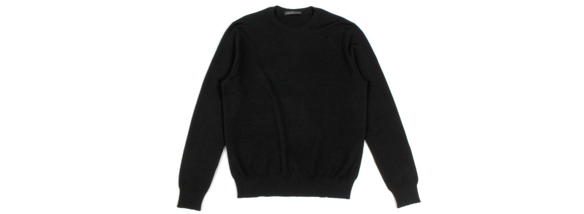 MANRICO CASHMERE (マンリコ カシミア) Super Cashmere Crew Neck Sweater (スーパーカシミア クルーネック セーター) ハイゲージ アラシャンカシミヤニット セーター BLACK (ブラック) made in italy (イタリア製) 2020 秋冬 【ご予約受付中】愛知 名古屋 altoediritto アルトエデリット manricocashmere マンリコカシミア