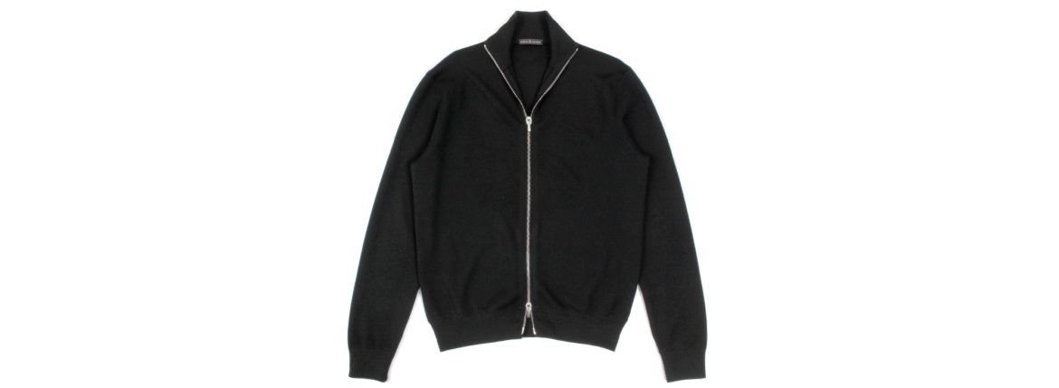 MANRICO CASHMERE (マンリコ カシミア) Super Cashmere Zip Up Cardigan (スーパーカシミア ジップアップ カーディガン) ハイゲージ アラシャンカシミヤニット カーディガン BLACK (ブラック) made in italy (イタリア製) 2020 秋冬 【ご予約受付中】愛知 名古屋 altoediritto アルトエデリット manricocashmere マンリコカシミア