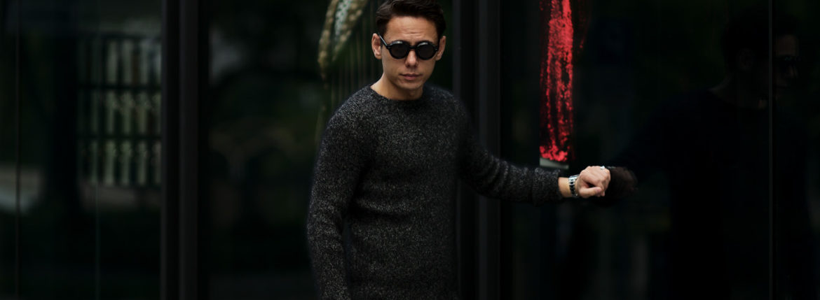 RIVORA (リヴォラ) Cashmere Mohair Silk Round Neck (ラウンドネック セーター) カシミア モヘア シルク ニット クルーネックセーター BLACK (ブラック・010) MADE IN JAPAN (日本製) 2020秋冬 【ご予約受付中】愛知 名古屋 altoediritto アルトエデリット カシミヤ モヘア シルク クルーネック タートルネック 栗生田弓 YUMIAOTA altoediritto アルトエデリット ニット