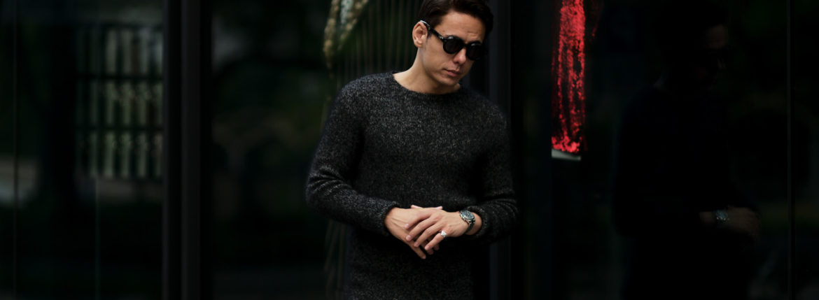 RIVORA (リヴォラ) Cashmere Mohair Silk Round Neck (ラウンドネック セーター) カシミア モヘア シルク ニット クルーネックセーター BLACK (ブラック・010) MADE IN JAPAN (日本製) 2020秋冬 【ご予約受付中】愛知 名古屋 altoediritto アルトエデリット カシミヤ モヘア シルク クルーネック タートルネック 栗生田弓 YUMIAOTA altoediritto アルトエデリット ニット