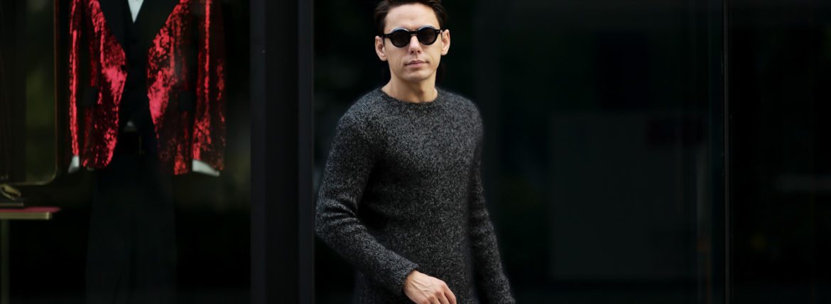 RIVORA (リヴォラ) Cashmere Mohair Silk Round Neck (ラウンドネック セーター) カシミア モヘア シルク ニット クルーネックセーター BLACK (ブラック・010) MADE IN JAPAN (日本製) 2020秋冬 【ご予約受付中】愛知 名古屋 altoediritto アルトエデリット カシミヤ モヘア シルク クルーネック タートルネック 栗生田弓 YUMIAOTA altoediritto アルトエデリット ニット