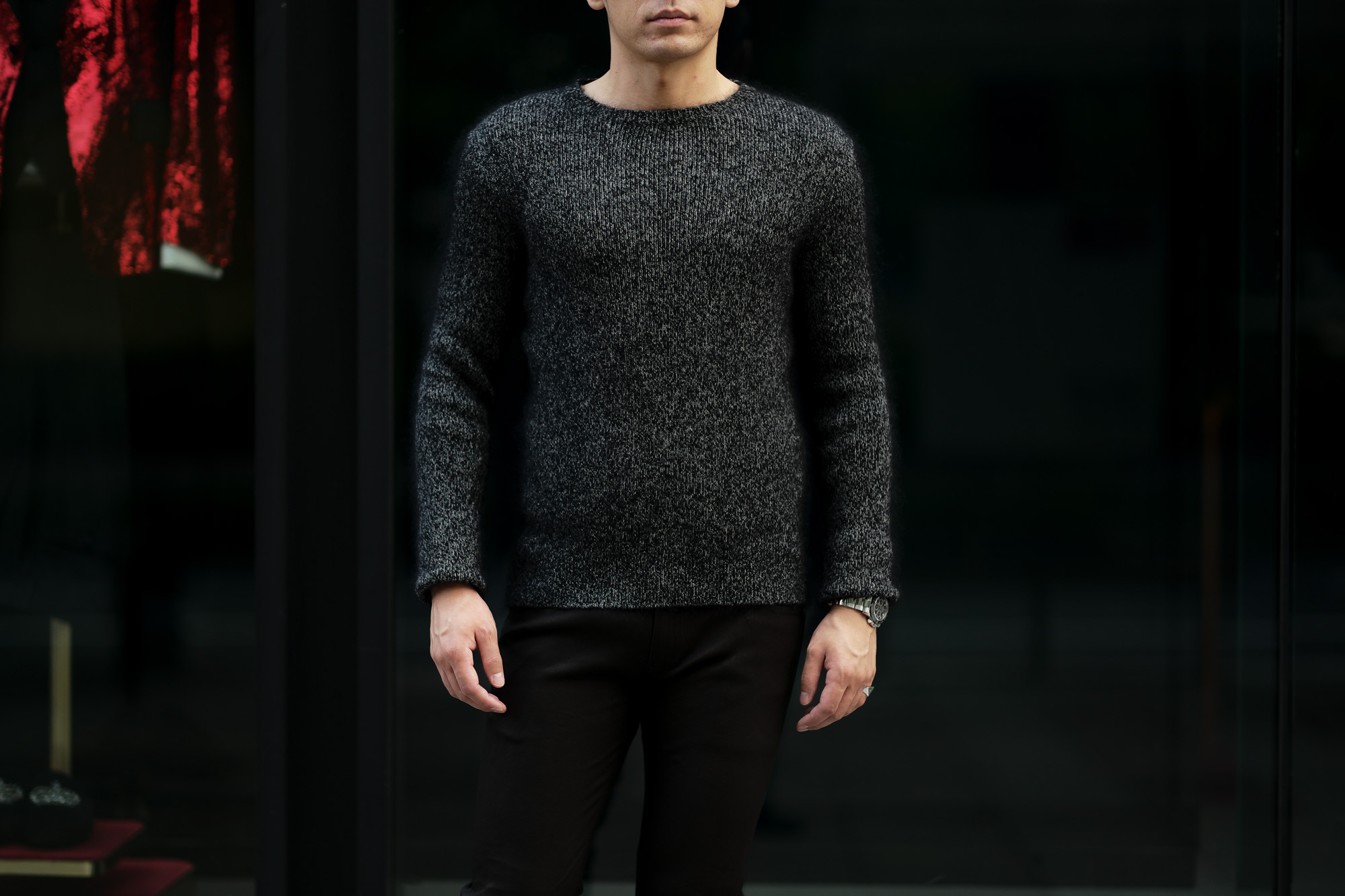 RIVORA (リヴォラ) Cashmere Mohair Silk Round Neck (ラウンドネック セーター) カシミア モヘア シルク ニット クルーネックセーター BLACK (ブラック・010) MADE IN JAPAN (日本製) 2020秋冬 【ご予約受付中】愛知 名古屋 altoediritto アルトエデリット カシミヤ モヘア シルク クルーネック タートルネック 栗生田弓 YUMIAOTA altoediritto アルトエデリット ニット