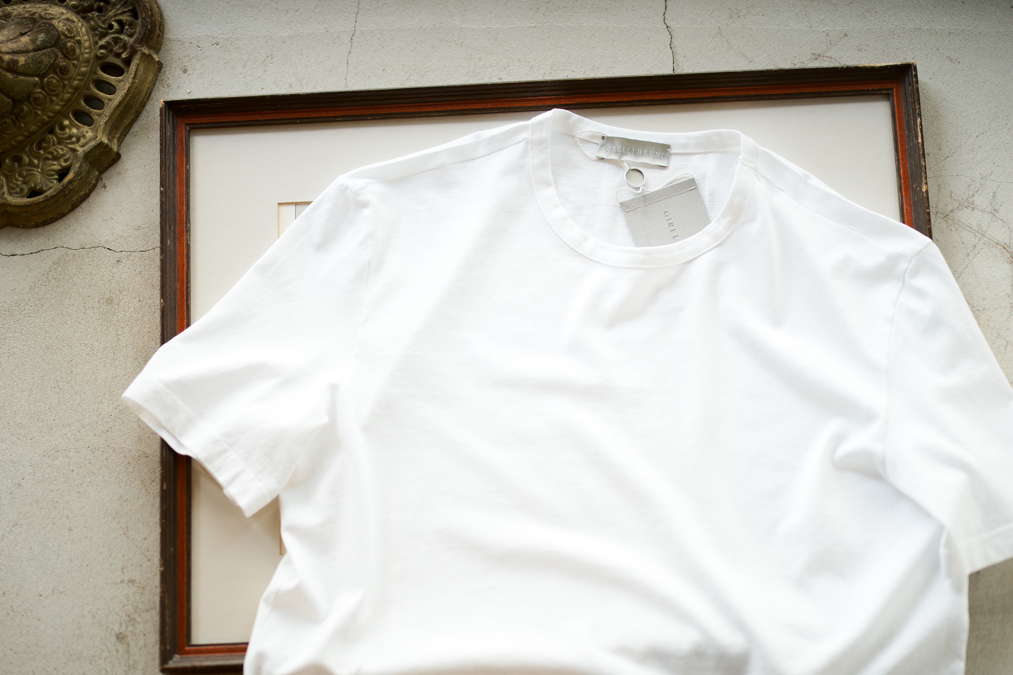 Girelli Bruni (ジレリブルーニ) Crew Neck T-shirt (クルーネック Tシャツ) GIZA 60/2 ギザコットン Tシャツ WHITE (ホワイト)　made in italy (イタリア製) 2020秋冬新作  【入荷しました】【フリー分発売開始】 girellibruni 愛知 名古屋 altoediritto アルトエデリット alto e diritto