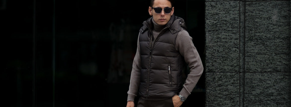 MOORER (ムーレー) FAYER (フェイヤー) Nylon Down Vest ナイロン ダウンベスト MARMOTTA (ブラウン) Made in italy (イタリア製) 2020 秋冬新作 【入荷しました】【フリー分発売開始】愛知 名古屋 altoediritto アルトエデリット ダウンベスト