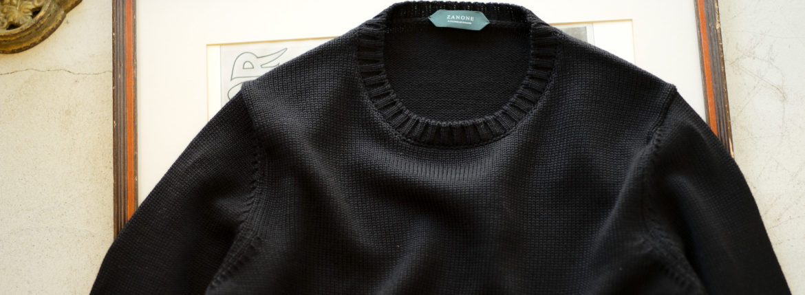 ZANONE(ザノーネ) Crew Neck Sweater (クルーネック セーター) VIRGIN WOOL 100% ミドルゲージ ウールニット セーター BLACK (ブラック・Z0015) made in italy (イタリア製) 2020 秋冬 【ご予約受付中】のイメージ