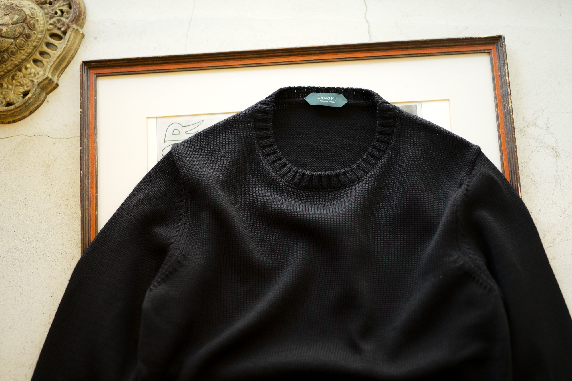 ZANONE(ザノーネ) Crew Neck Sweater (クルーネック セーター) VIRGIN WOOL 100% ミドルゲージ ウールニット セーター BLACK (ブラック・Z0015) made in italy (イタリア製) 2020 秋冬 【ご予約受付中】愛知 名古屋 altoediritto アルトエデリット タートル