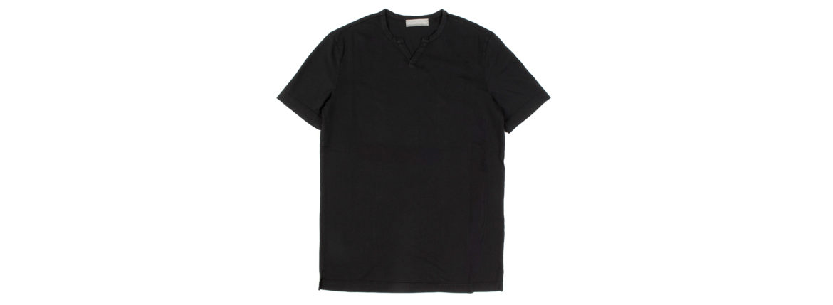 Girelli Bruni (ジレリブルーニ) Key Neck T-shirt (キーネック Tシャツ) GIZA 60/2 ギザコットン キーネックTシャツ BLACK (ブラック)　made in italy (イタリア製) 2020秋冬新作 girellibruni 愛知 名古屋 altoediritto アルトエデリット alto e diritto