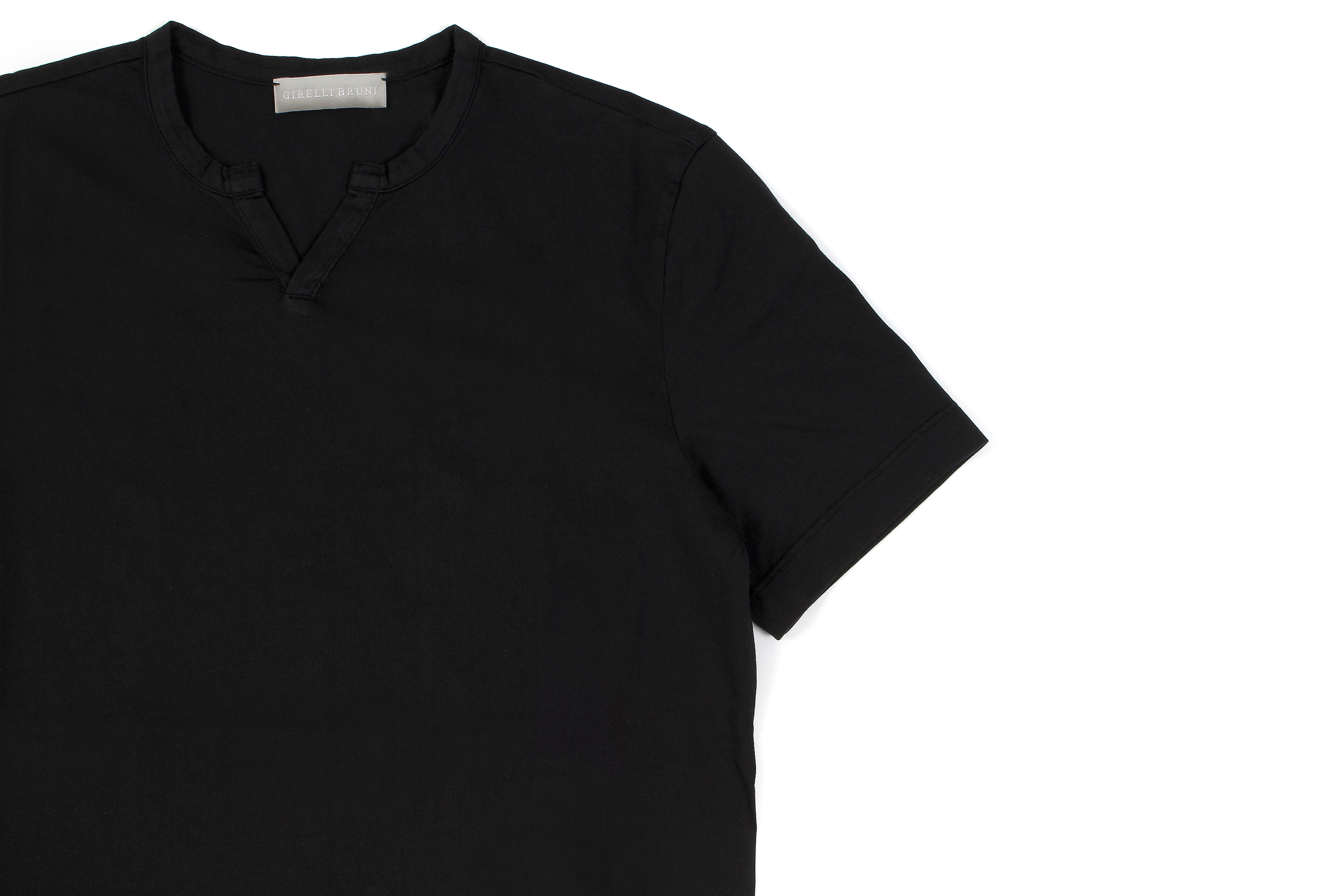 Girelli Bruni (ジレリブルーニ) Key Neck T-shirt (キーネック Tシャツ) GIZA 60/2 ギザコットン キーネックTシャツ BLACK (ブラック)　made in italy (イタリア製) 2020秋冬新作 girellibruni 愛知 名古屋 altoediritto アルトエデリット alto e diritto