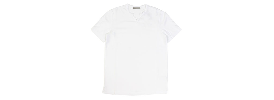 Girelli Bruni (ジレリブルーニ) Key Neck T-shirt (キーネック Tシャツ) GIZA 60/2 ギザコットン キーネックTシャツ WHITE (ホワイト)　made in italy (イタリア製) 2020秋冬新作 girellibruni 愛知 名古屋 altoediritto アルトエデリット alto e diritto