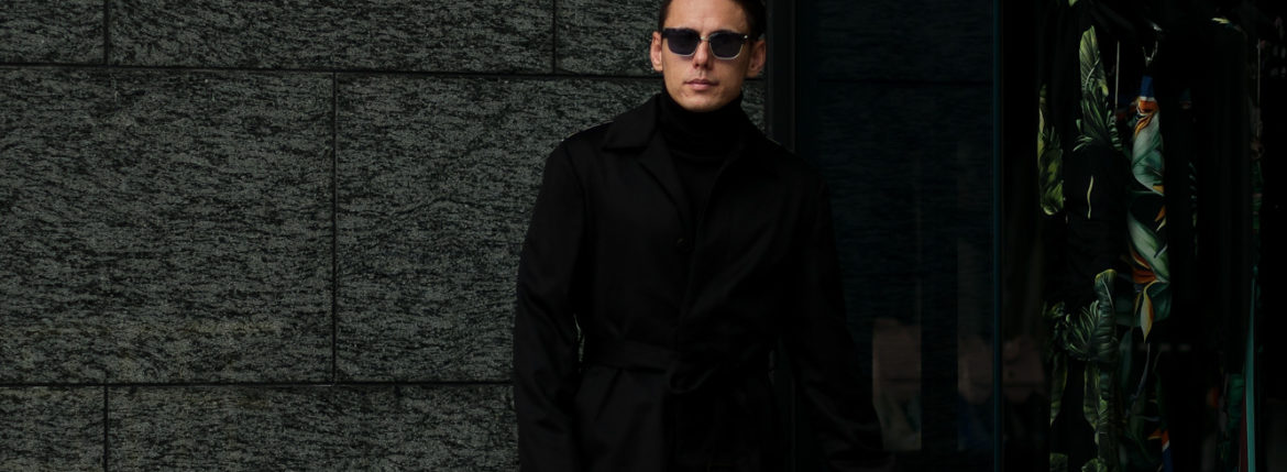 LUCA GRASSIA ルカ グラシア Belted coat ベルテッド コート カシミアフラノ カシミア バルカラー ベルテッド コート BLACK ブラック イタリア製 2020 秋冬 ご予約受付中 愛知 名古屋 altoediritto アルトエデリット lucagrassia カシミヤコート カシミアコート