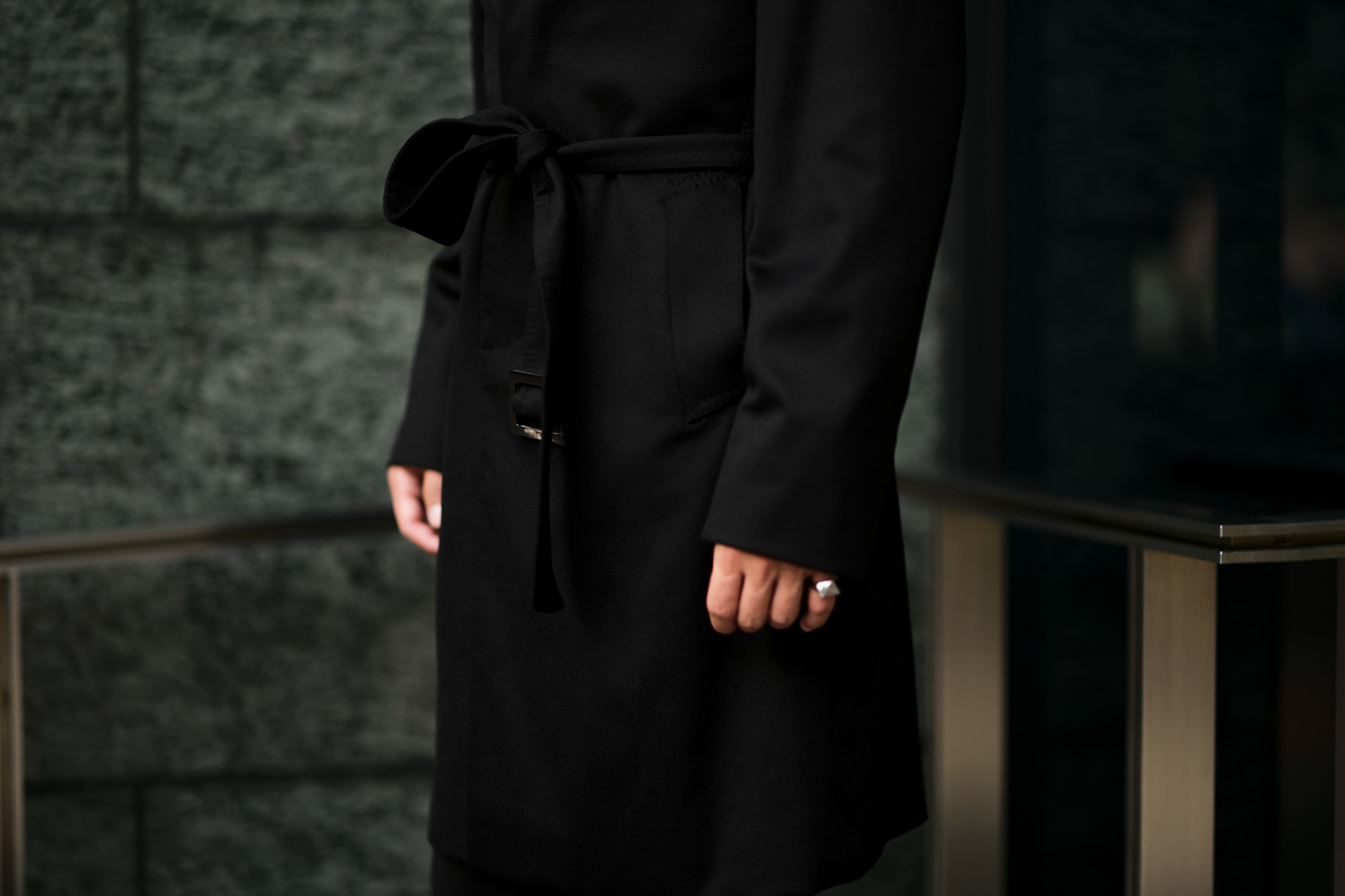 LUCA GRASSIA ルカ グラシア Belted coat ベルテッド コート カシミアフラノ カシミア バルカラー ベルテッド コート BLACK ブラック イタリア製 2020 秋冬 ご予約受付中 愛知 名古屋 altoediritto アルトエデリット lucagrassia カシミヤコート カシミアコート