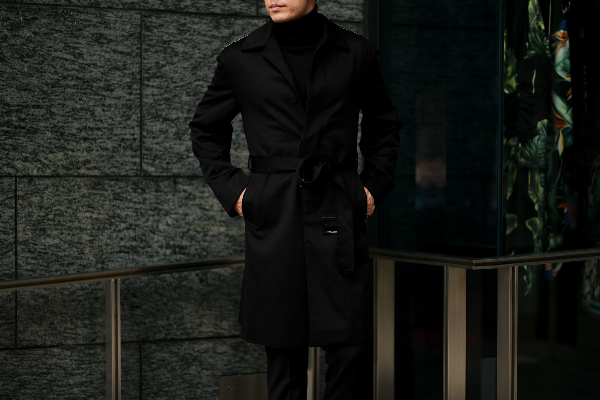 LUCA GRASSIA ルカ グラシア Belted coat ベルテッド コート カシミアフラノ カシミア バルカラー ベルテッド コート BLACK ブラック イタリア製 2020 秋冬 ご予約受付中 愛知 名古屋 altoediritto アルトエデリット lucagrassia カシミヤコート カシミアコート