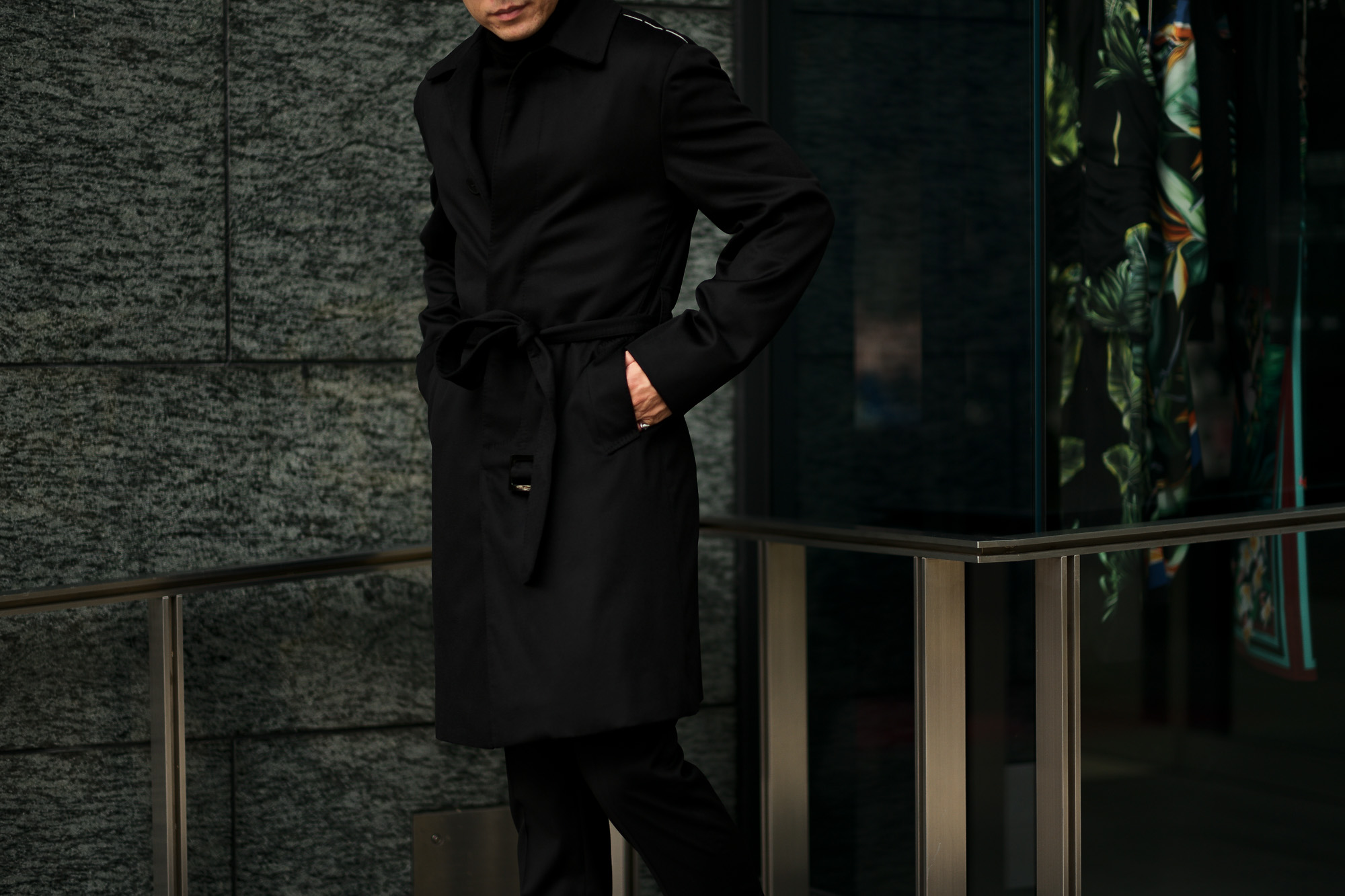 LUCA GRASSIA ルカ グラシア Belted coat ベルテッド コート カシミアフラノ カシミア バルカラー ベルテッド コート BLACK ブラック イタリア製 2020 秋冬 ご予約受付中 愛知 名古屋 altoediritto アルトエデリット lucagrassia カシミヤコート カシミアコート