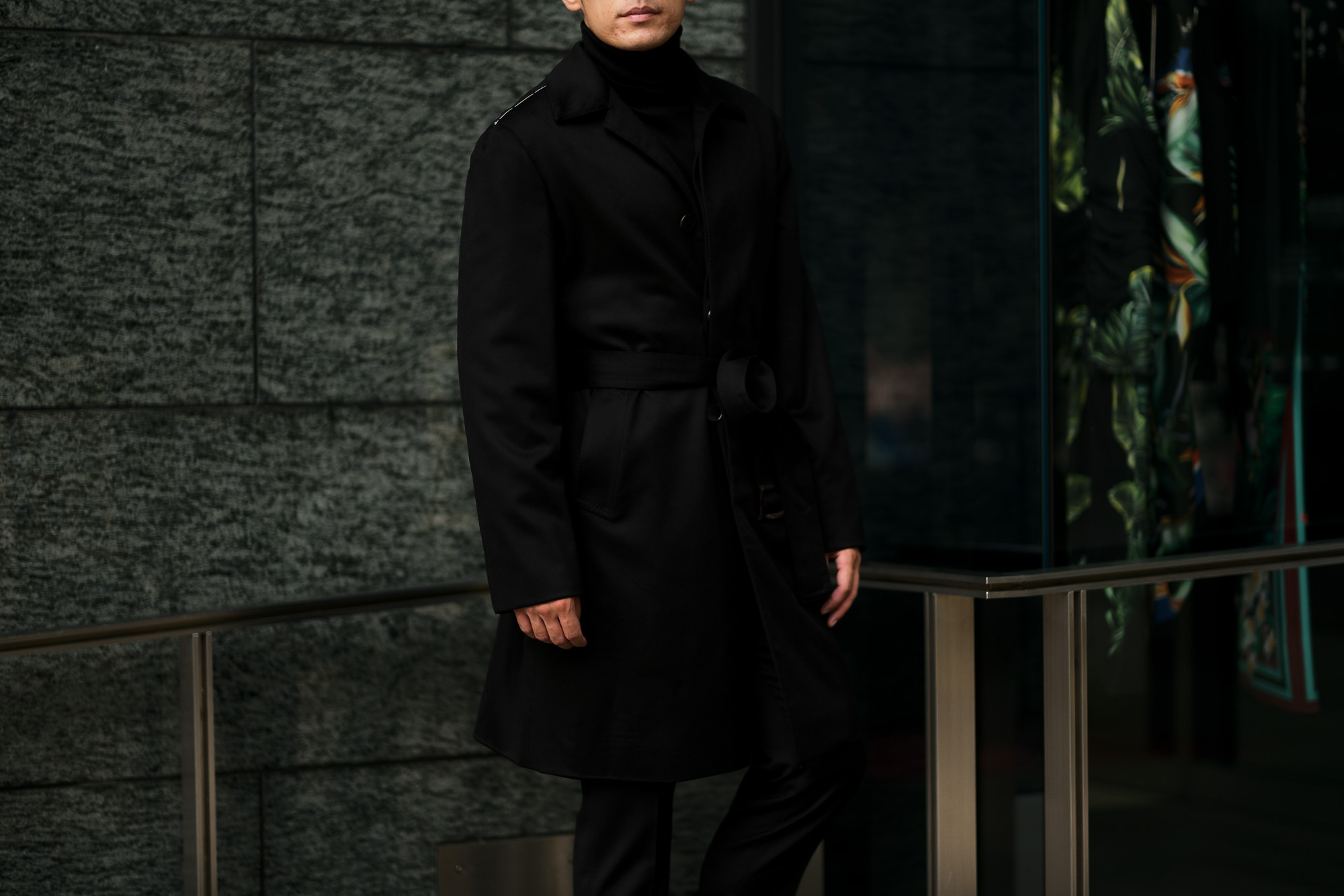 LUCA GRASSIA ルカ グラシア Belted coat ベルテッド コート カシミアフラノ カシミア バルカラー ベルテッド コート BLACK ブラック イタリア製 2020 秋冬 ご予約受付中 愛知 名古屋 altoediritto アルトエデリット lucagrassia カシミヤコート カシミアコート