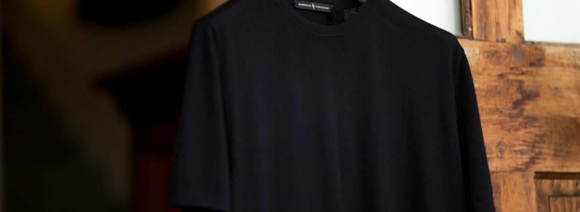 MANRICO CASHMERE (マンリコ カシミア) Summer Cashmere Crew Neck T-Shirts (サマー カシミア クルーネック Tシャツ) サマー カシミヤ Tシャツ BLACK (ブラック) made in italy (イタリア製) 2021 春夏 【ご予約開始】 愛知 名古屋 Alto e Diritto アルトエデリット