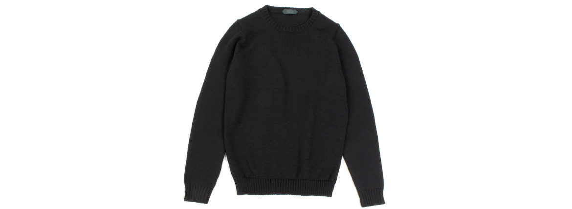 ZANONE(ザノーネ) Crew Neck Sweater (クルーネック セーター) VIRGIN WOOL 100% ミドルゲージ ウールニット セーター BLACK (ブラック・Z0015) made in italy (イタリア製) 2020 秋冬 【ご予約受付中】愛知 名古屋 altoediritto アルトエデリット タートル