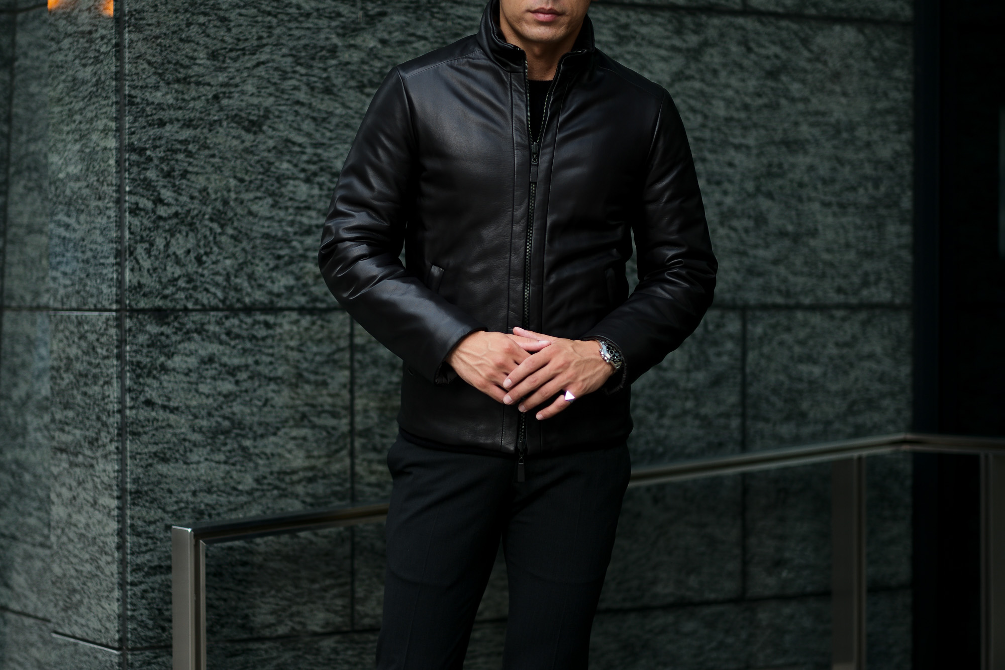 ALTACRUNA (アルタクルーナ) Reversible Leather Padded Jacket (リバーシブル レザー パデッド ジャケット) Lamb Leather (ラムレザー) レザー × ナイロン リバーシブル ジャケット NERO (ブラック・0010) Made in italy (イタリア製) 2020 秋冬新作 愛知 名古屋 Alto e Diritto アルトエデリット