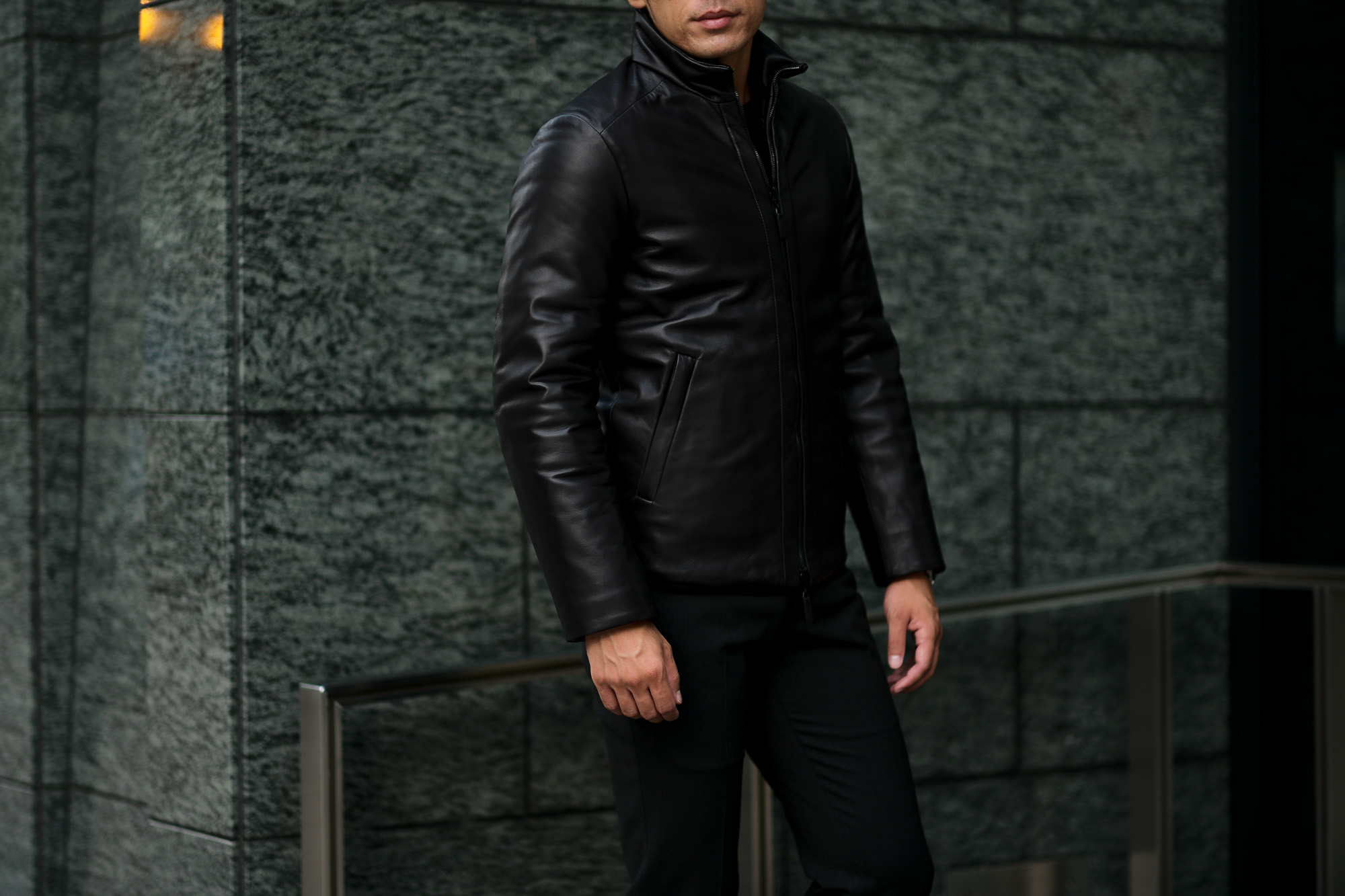 ALTACRUNA (アルタクルーナ) Reversible Leather Padded Jacket (リバーシブル レザー パデッド ジャケット) Lamb Leather (ラムレザー) レザー × ナイロン リバーシブル ジャケット NERO (ブラック・0010) Made in italy (イタリア製) 2020 秋冬新作 愛知 名古屋 Alto e Diritto アルトエデリット