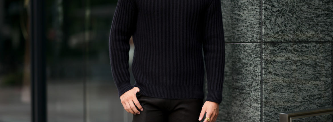 FEDELIフェデリ Cashmere Crew Neck Sweater カシミア クルーネック セーター CASHMERE VINTAGE カシミヤヴィンテージ ローゲージ カシミアニット セーター BLACK ヴィンテージブラック・16 イタリア製 2020 秋冬新作 愛知 名古屋 Alto e Diritto アルトエデリット カシミヤニット カシミアニット