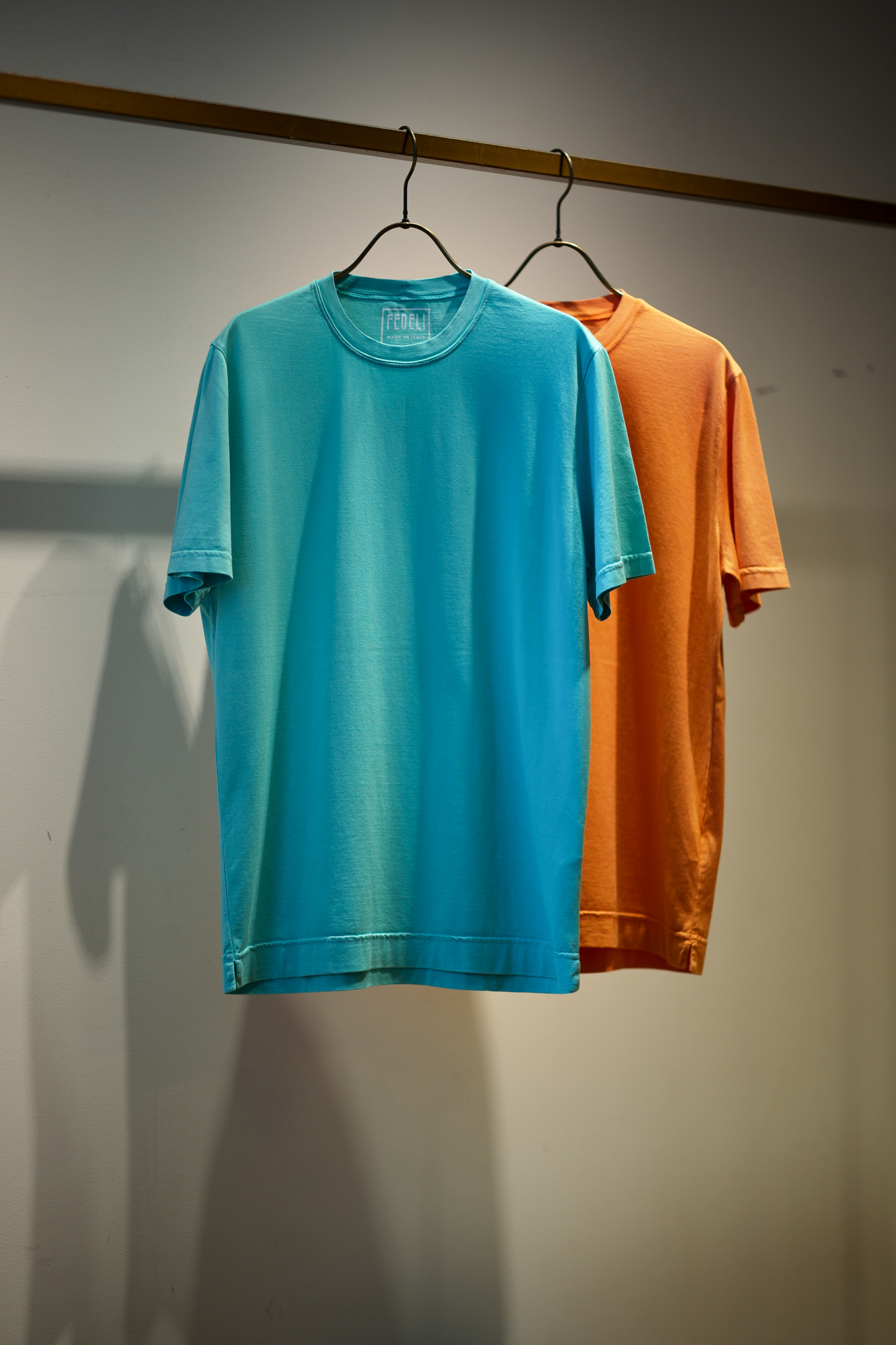 FEDELI(フェデーリ) Crew Neck T-shirt (クルーネック Tシャツ) ギザコットン Tシャツ BLUE (ブルー・66) made in italy (イタリア製) 2021 春夏 【Special Color】【ご予約開始】愛知 名古屋 altoediritto アルトエデリット スペシャルモデル TEE 半袖Ｔシャツ