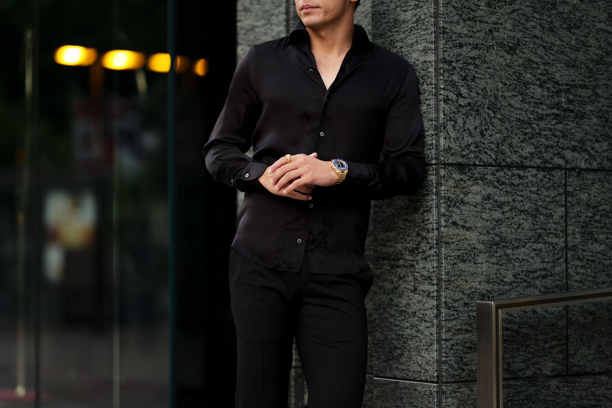 Finamore (フィナモレ) SEUL ITALIAN COLOR SILK SHIRTS シルク ワンピースカラー シャツ BLACK (ブラック・7) made in italy (イタリア製) 2020 秋冬新作 シルクシャツ 愛知 名古屋 Alto e Diritto アルトエデリット altoediritto