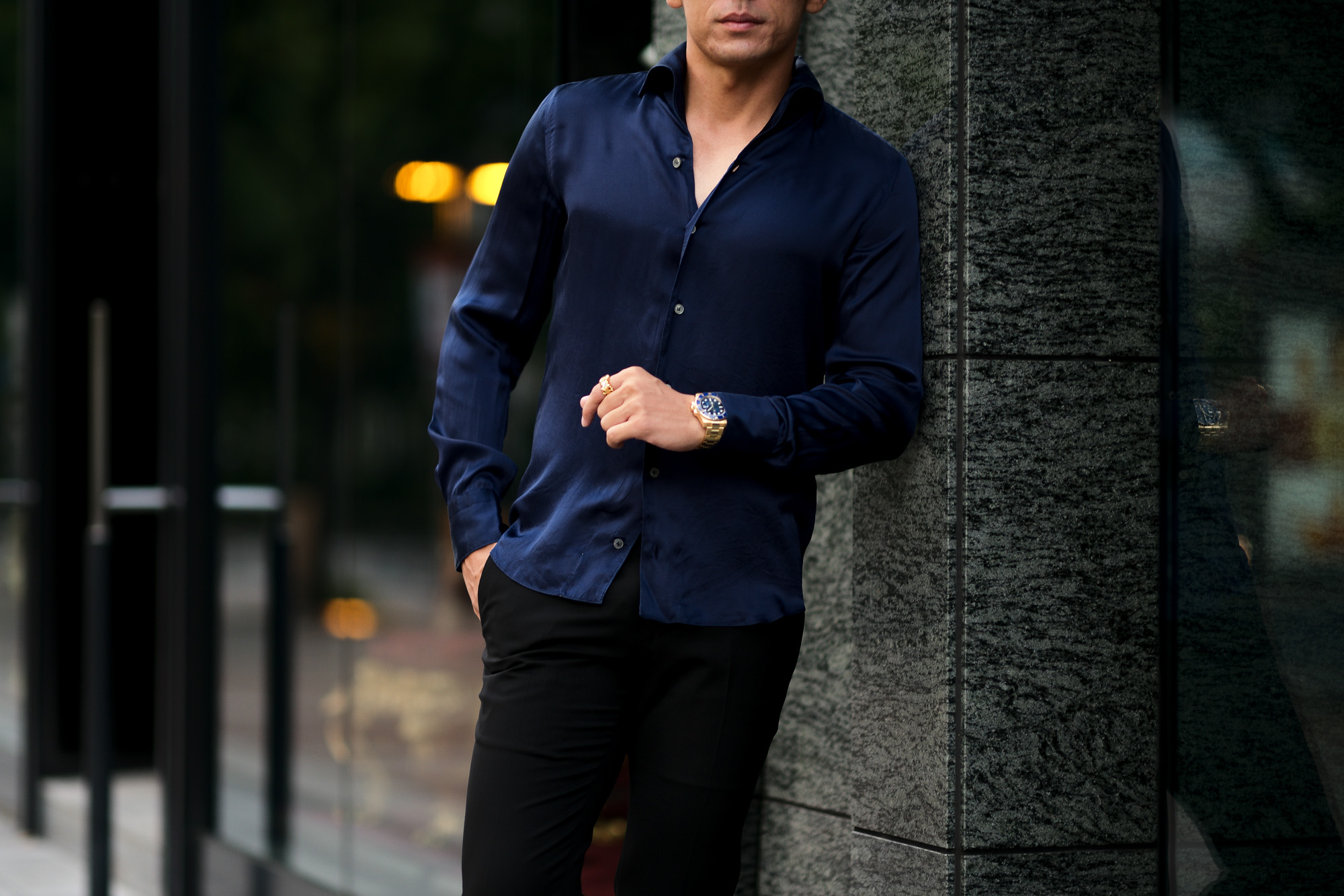 Finamore (フィナモレ) SEUL ITALIAN COLOR SILK SHIRTS シルク ワンピースカラー シャツ NAVY (ネイビー・5) made in italy (イタリア製) 2020 秋冬新作 シルクシャツ 愛知 名古屋 Alto e Diritto アルトエデリット altoediritto