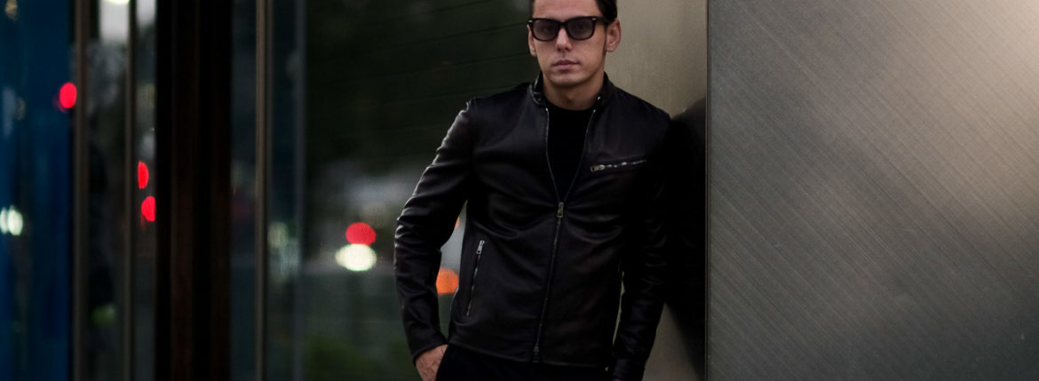 MOLEC (モレック) Single Leather Jacket (シングル レザージャケット) PLONGE Lambskin プロンジェラムレザー シングル ライダース ジャケット NERO (ブラック) Made in italy (イタリア製) 2020 秋冬新作 愛知 名古屋 Alto e Diritto アルトエデリット ライダースジャケット