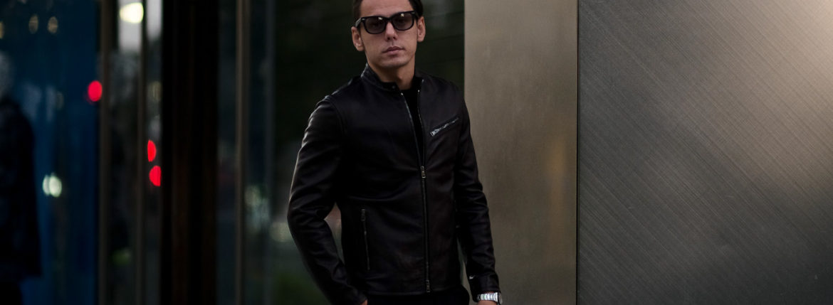 MOLEC (モレック) Single Leather Jacket (シングル レザージャケット) PLONGE Lambskin プロンジェラムレザー シングル ライダース ジャケット NERO (ブラック) Made in italy (イタリア製) 2020 秋冬新作 愛知 名古屋 Alto e Diritto アルトエデリット ライダースジャケット