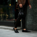 cuervo bopoha(クエルボ ヴァローナ) Satisfaction Leather Collection (サティスファクション レザー コレクション) FLOYD(フロイド) Crocodile Leather(クロコダイルレザー) レザードローストリングバック 巾着 BLACK (ブラック) Made in Japan(日本製) 2020秋冬【Special Model】のイメージ