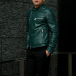 EMMETI(エンメティ) JOSEPH (ジョセフ) Lambskin Nappa Silk (ラムナッパシルクレザー) ダブルライダース BISTRO GARDEN (グリーン) Made in italy (イタリア製) 2020 秋冬新作 【Alto e Diritto 限定モデル】のイメージ