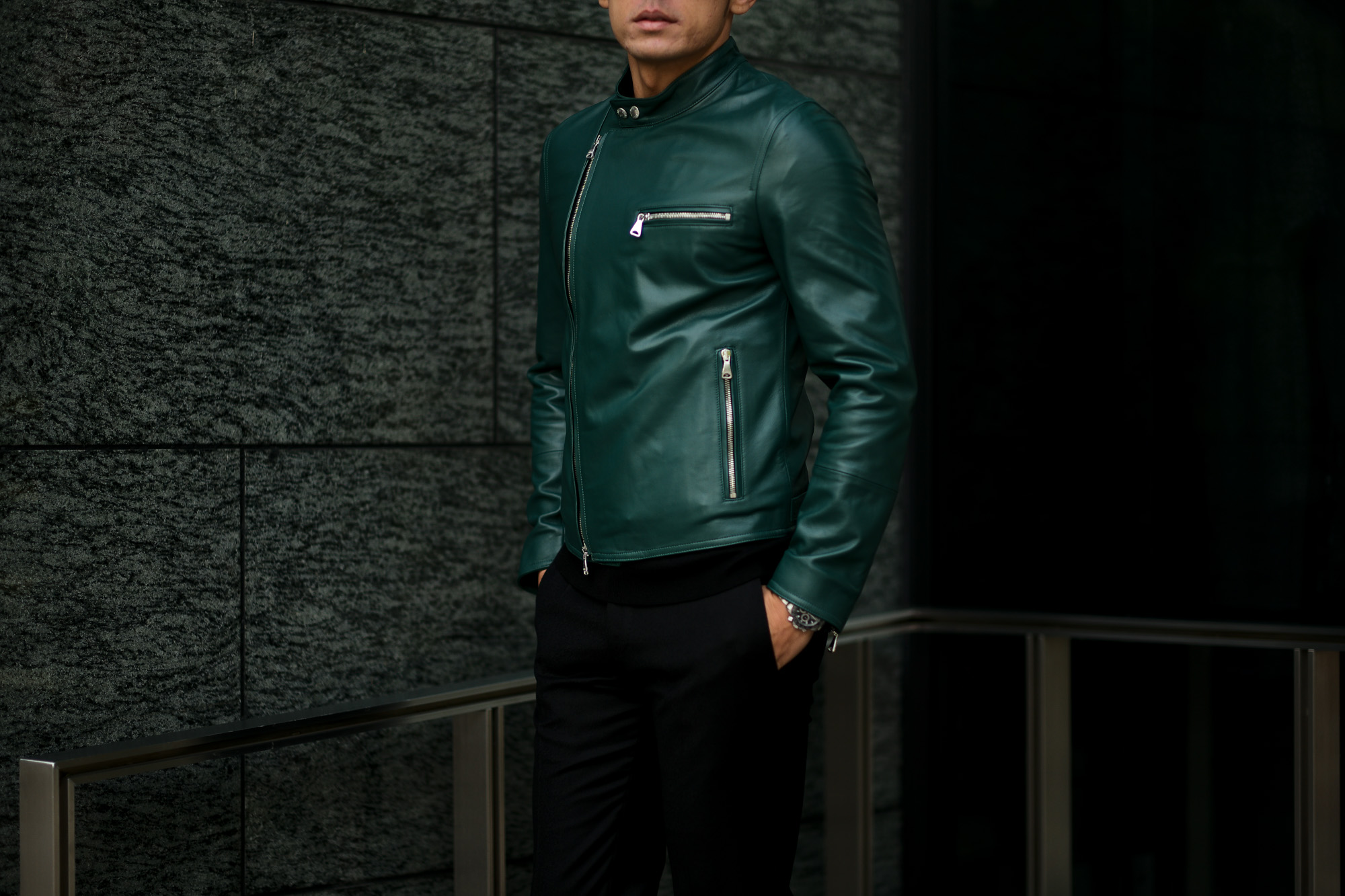 EMMETIエンメティ JOSEPH ジョセフ Lambskin Nappa Leather ラムナッパ レザー ダブルライダース BISTRO GARDEN グリーン イタリア製 2020 秋冬 【入荷しました】愛知 名古屋 altoediritto アルトエデリット レザージャケット ライダー