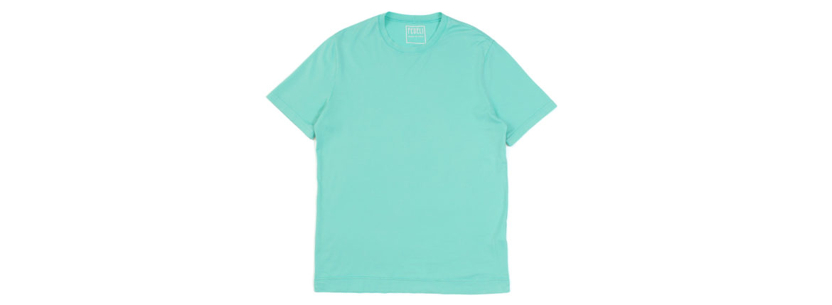 FEDELI(フェデーリ) Crew Neck T-shirt (クルーネック Tシャツ) ギザコットン Tシャツ TIFFANY (ティファニーブルー・66) made in italy (イタリア製) 2021 春夏 【Special Color】【ご予約開始】愛知 名古屋 altoediritto アルトエデリット スペシャルモデル TEE 半袖Ｔシャツ