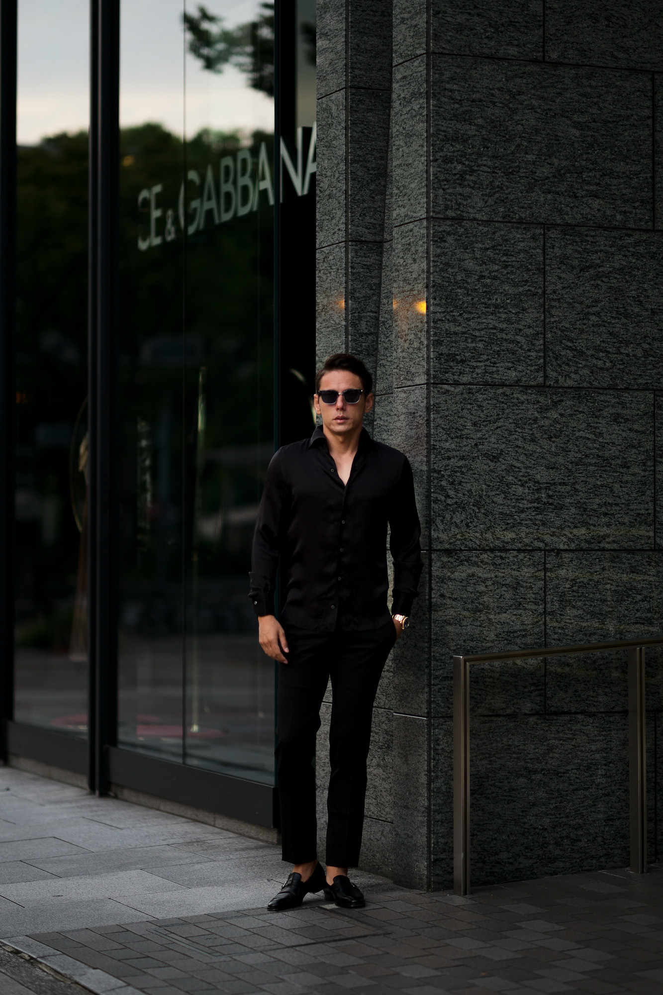 Finamore (フィナモレ) SEUL ITALIAN COLOR SILK SHIRTS シルク ワンピースカラー シャツ BLACK (ブラック・7) made in italy (イタリア製) 2020 秋冬新作 シルクシャツ 愛知 名古屋 Alto e Diritto アルトエデリット altoediritto