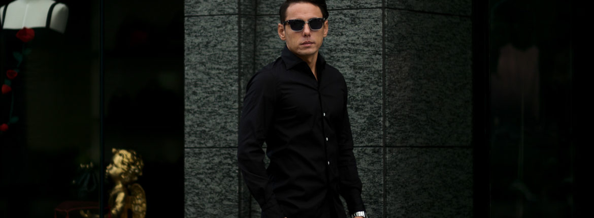 Finamore フィナモレ SEUL ITALIAN COLOR STRETCH COTTON SHIRTS ストレッチコットン ワンピースカラー シャツ BLACK ブラック made in italy イタリア製 2020 秋冬 愛知 名古屋 altoediritto アルトエデリット